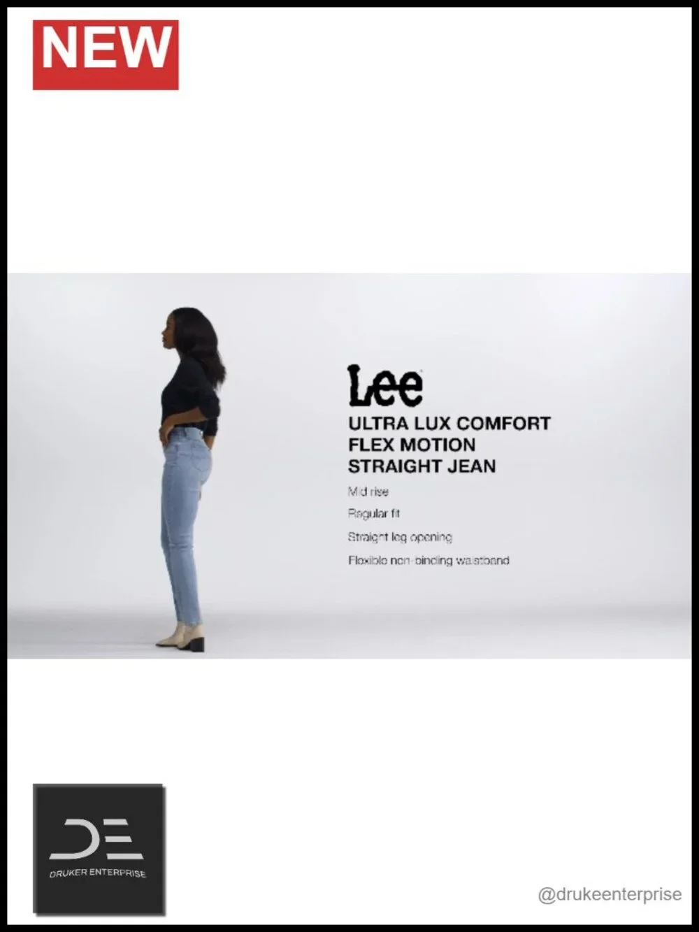 Lee Women's Petite Straight Leg Jeans, Mid Rise, Stretchable Comfortable Denim